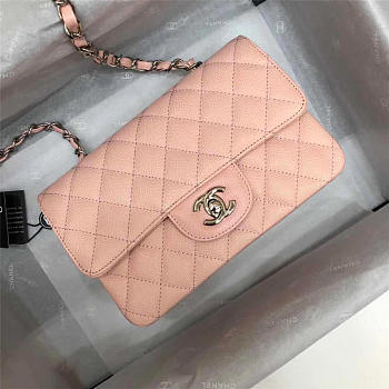 Chanel Flap Bag Caviar in Pink 20cm with Silver Hardware