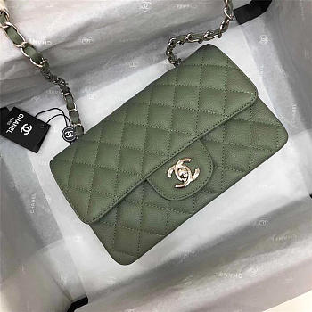 Chanel Flap Bag Caviar in Green 20cm with Silver Hardware