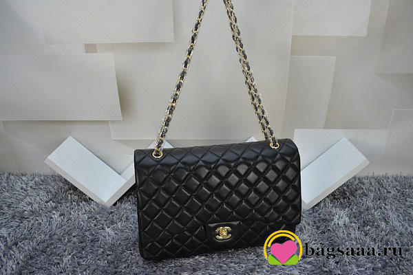 Chanel Lambskin Flap Bag in Black 30cm with Gold Hardware - 1
