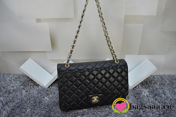 Chanel Lambskin Flap Bag in Black 33cm with Gold Hardware - 1