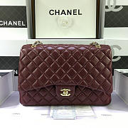 Chanel Lambskin Flap Bag in Maroon Red 33cm with Gold Hardware - 1