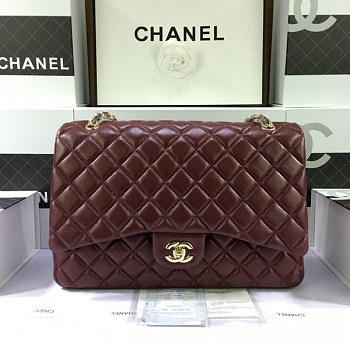 Chanel Lambskin Flap Bag in Maroon Red 33cm with Gold Hardware