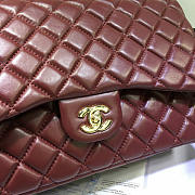 Chanel Lambskin Flap Bag in Maroon Red 33cm with Gold Hardware - 6