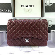 Chanel Lambskin Flap Bag in Maroon Red 33cm with Silver Hardware - 1
