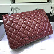 Chanel Lambskin Flap Bag in Maroon Red 33cm with Silver Hardware - 5