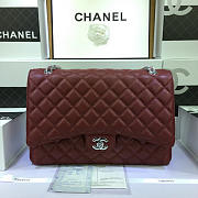 Chanel Flap Bag Caviar in Maroon Red 33cm with Silver Hardware - 1