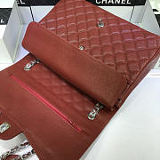 Chanel Flap Bag Caviar in Maroon Red 33cm with Silver Hardware - 4