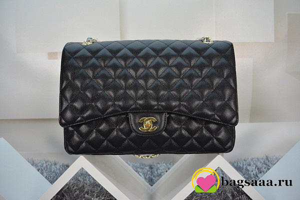 Chanel Flap Bag Caviar in Black 33cm with Gold Hardware - 1