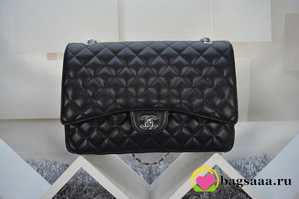 Chanel Flap Bag Caviar in Black 33cm with Silver Hardware - 1