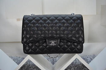 Chanel Flap Bag Caviar in Black 33cm with Silver Hardware