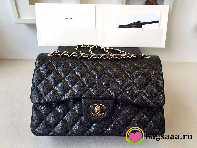 Chanel Flap Bag Caviar in Black 30cm with Gold Hardware - 1
