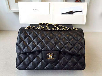 Chanel Flap Bag Caviar in Black 30cm with Gold Hardware
