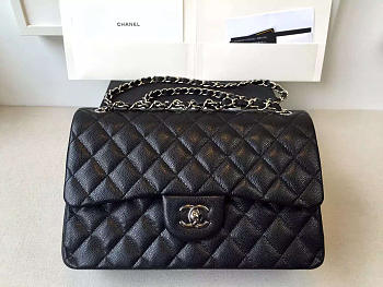 Chanel Flap Bag Caviar in Black 30cm with Silver Hardware