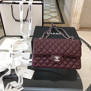 Chanel Flap Bag Caviar in Wine Red 25cm with Silver Hardware