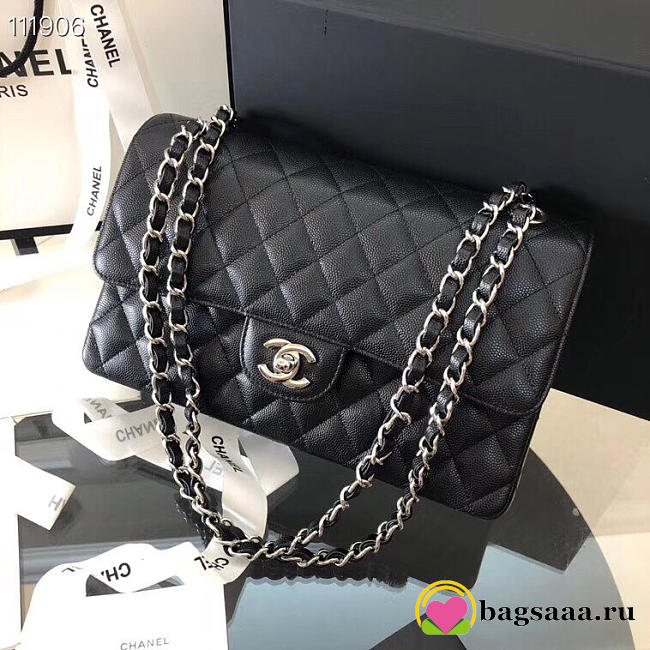 Chanel Flap Bag Caviar in Black 25cm with Silver Hardware - 1