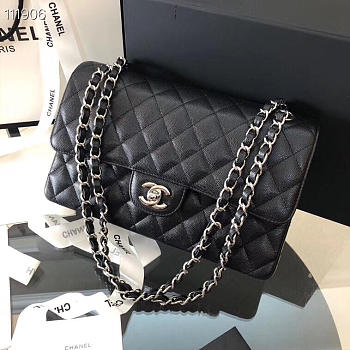 Chanel Flap Bag Caviar in Black 25cm with Silver Hardware