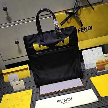 Fendi Tote Montage Leather Handbag with Black