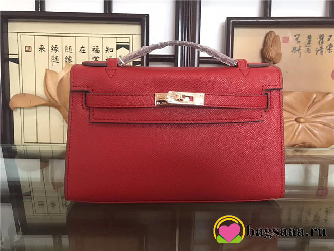 Hermes Mini Kelly Bag Sellier 22cm Red - 1