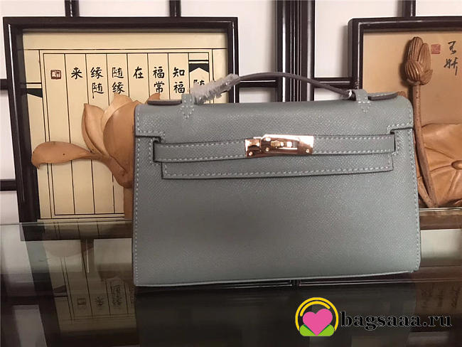 Hermes Mini Kelly Bag Sellier 22cm Light Blue - 1