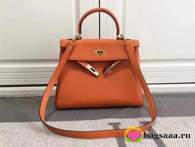 Hermes Kelly Mini leather Orange handbag for women - 1