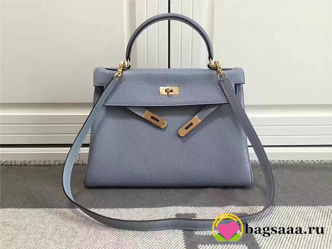 Hermes Kelly Mini leather Light Blue handbag for women - 1