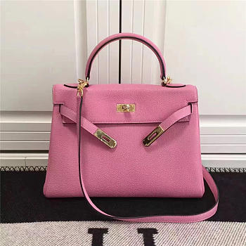 Hermes Kelly Mini leather Pink handbag for women