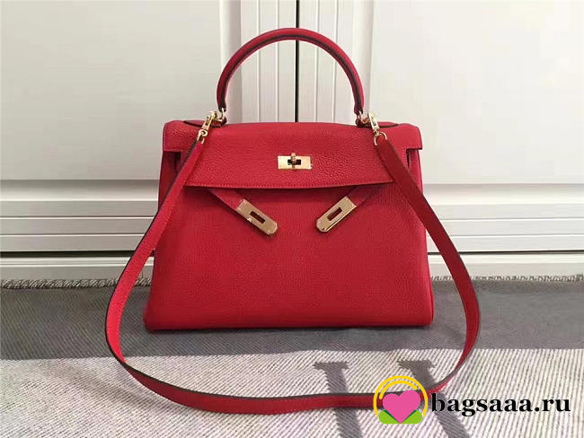 Hermes Kelly Mini leather Red handbag for women - 1