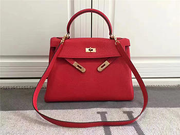Hermes Kelly Mini leather Red handbag for women