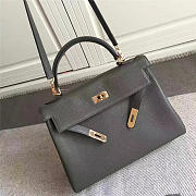 Hermes Kelly Mini leather Gray handbag for women - 2