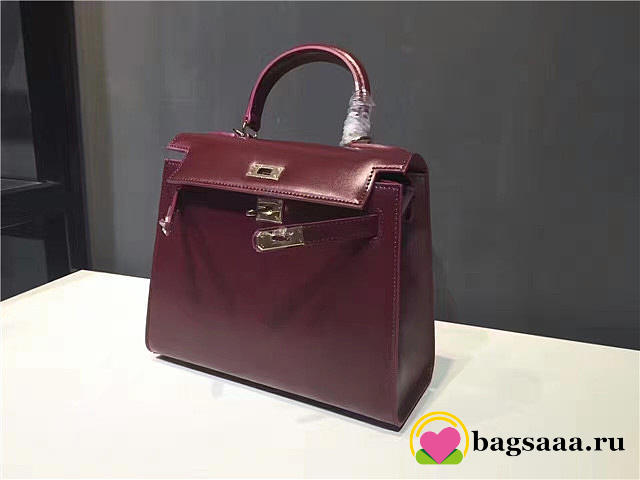 Hermes Kelly Leather handbag in Wine Red - 1