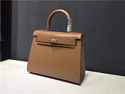 Hermes Kelly Leather Handbag Khaki - 2
