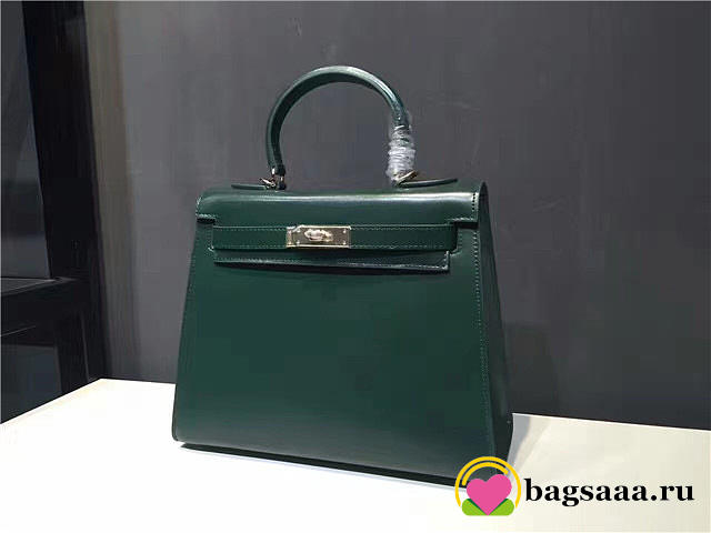 Hermes Kelly Leather Handbag Dark Green - 1