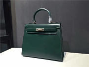 Hermes Kelly Leather Handbag Dark Green - 1