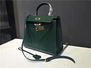 Hermes Kelly Leather Handbag Dark Green - 4
