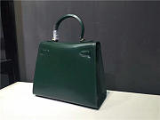 Hermes Kelly Leather Handbag Dark Green - 6