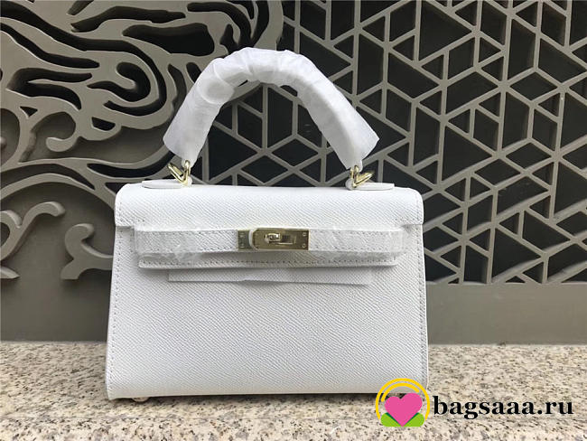 Hermes Kelly Leather Handbag in White with Gold Hardware - 1