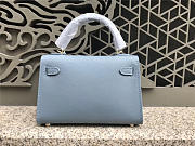 Hermes Kelly Leather Handbag in Light Blue with Gold Hardware - 4