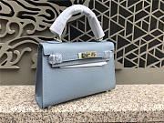 Hermes Kelly Leather Handbag in Light Blue with Gold Hardware - 2