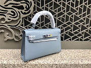 Hermes Kelly Leather Handbag in Light Blue with Silver Hardware - 2