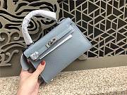 Hermes Kelly Leather Handbag in Light Blue with Silver Hardware - 3