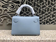 Hermes Kelly Leather Handbag in Light Blue with Silver Hardware - 4