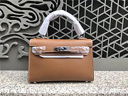Hermes Kelly Leather Handbag in Khaki with Silver Hardware - 1