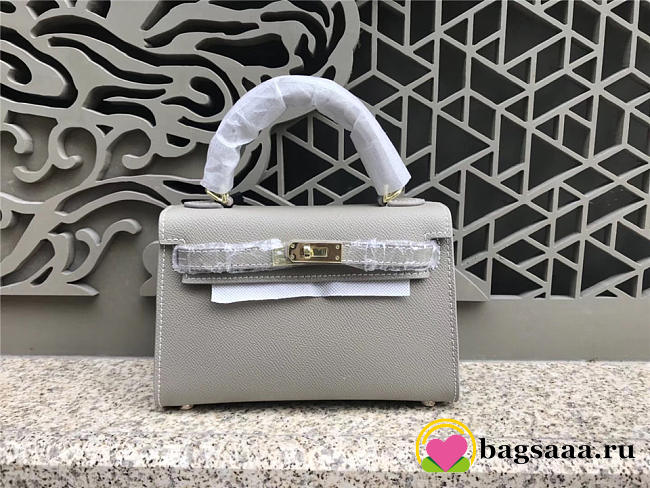 Hermes Kelly Leather Handbag in Gray with Gold Hardware - 1