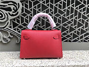 Hermes Kelly Leather Handbag with Red - 3