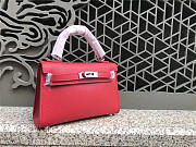 Hermes Kelly Leather Handbag with Red - 5