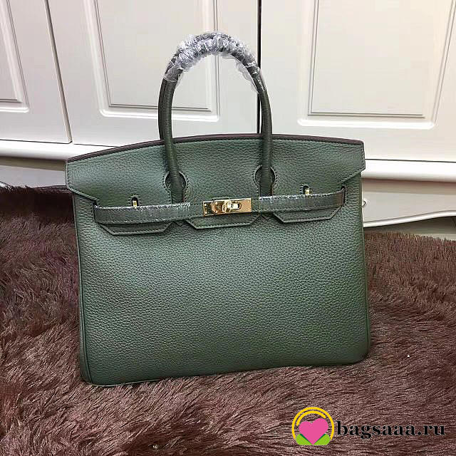 Hermes original togo leather birkin 30cm bag in Green - 1