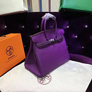 Hermes original togo leather birkin 30cm bag in Purple - 4