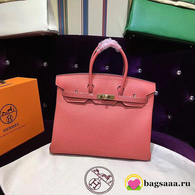 Hermes original togo leather birkin 30cm bag in Coral - 1