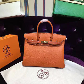 Hermes original togo leather birkin 30cm bag in Orange