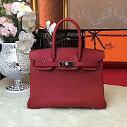 Hermes original togo leather birkin 30cm bag in Wine Red - 6